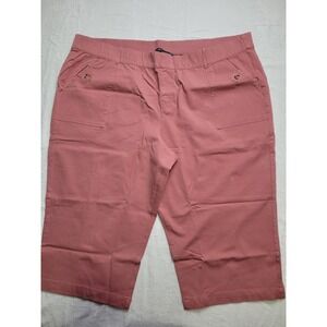 NWT AnyBody Capri Pants Women 3XP Pink Elastic Waist Cotton Blend Crop